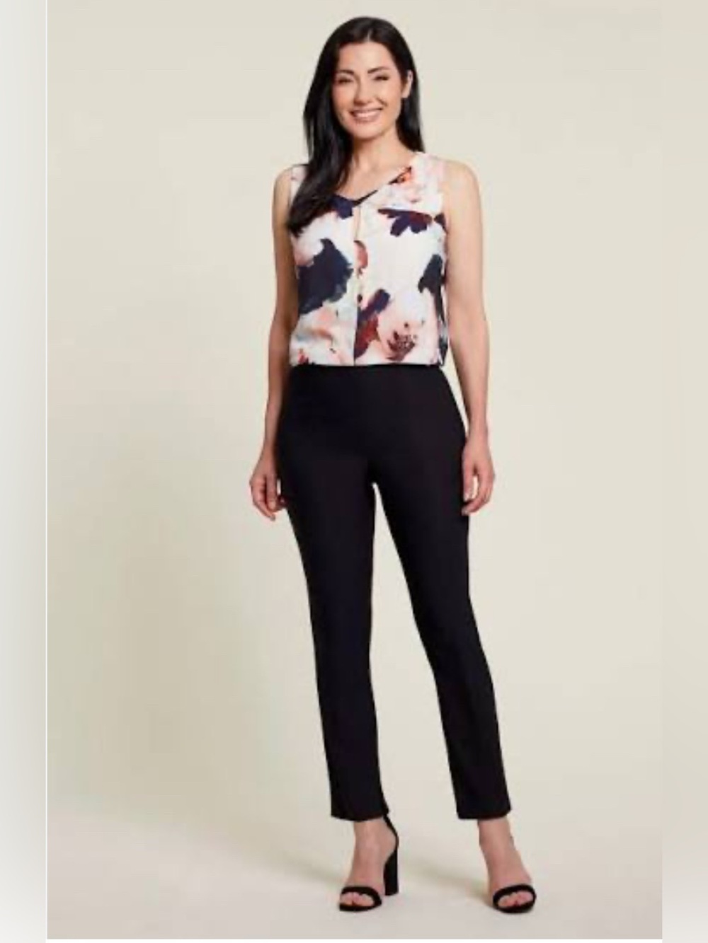 TRIBAL women’s flatten it slimming pants in black pull on elastic pant stretchy